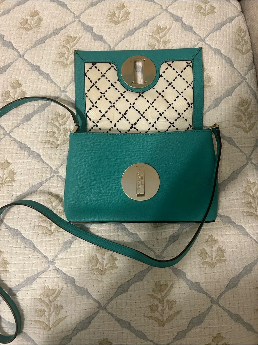 kate spade Teal Crossbody with silver tone Turn Lock